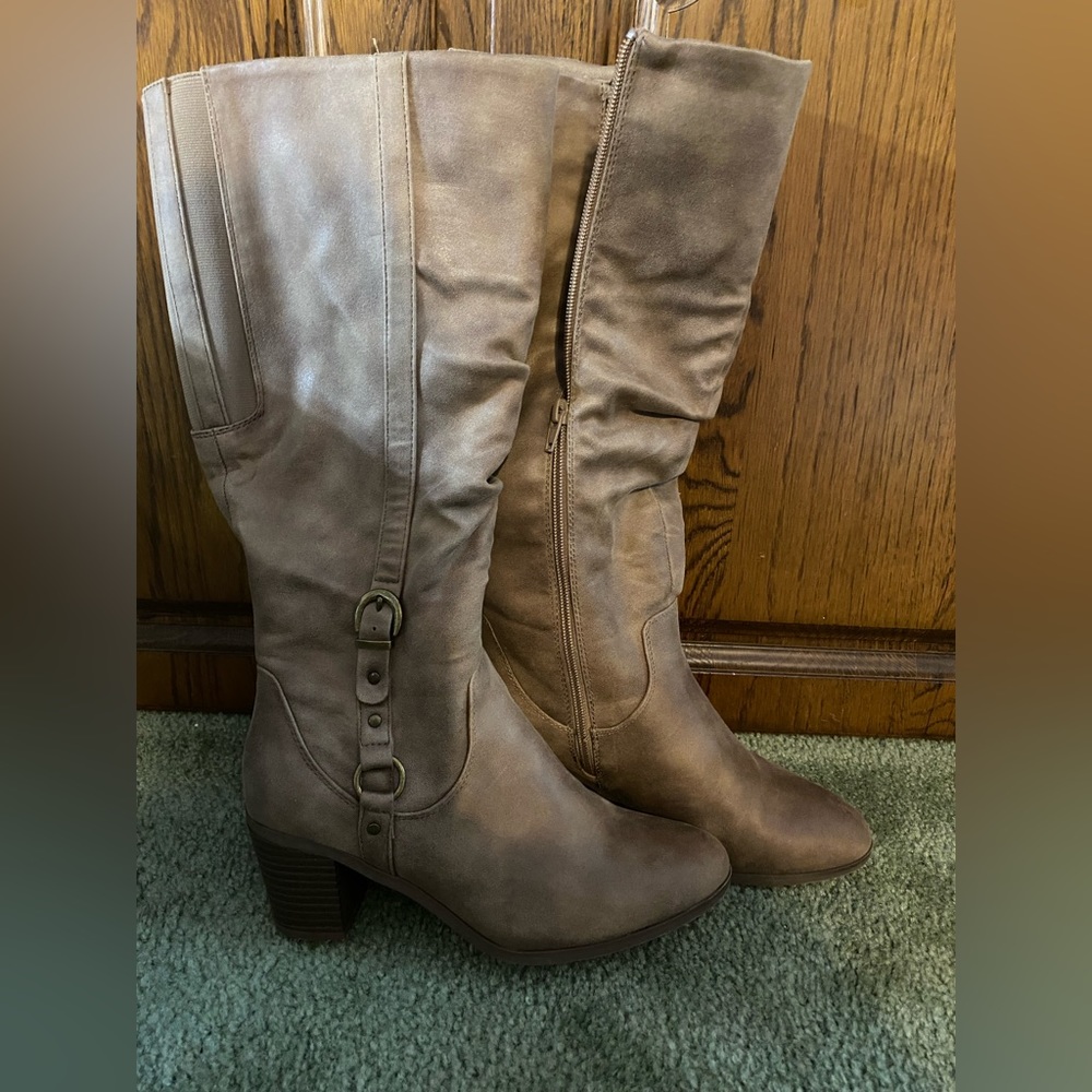 Brown wide calf boots